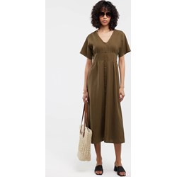 BIG STAR sukienka z krótkimi rękawami z wiskozy midi w serek casual  - zdjęcie produktu