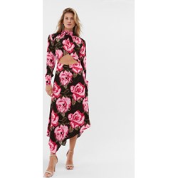 Sukienka Rotate z długim rękawem na sylwestra w kwiaty midi boho  - zdjęcie produktu
