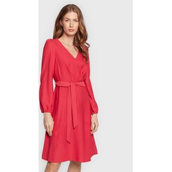 Sukienka Naf Naf z długim rękawem rozkloszowana na sylwestra z dekoltem w literę v  - zdjęcie produktu