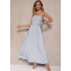 Sukienka Renee bez rękawów na spacer niebieska midi elegancka rozkloszowana  - zdjęcie produktu