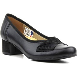 Galant czółenka na obcasie czarne tkaninowe z okrągłym noskiem eleganckie  - zdjęcie produktu