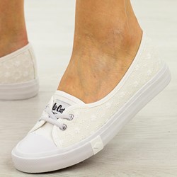 Białe balerinki Lee Cooper z tkaniny płaskie bez zapięcia  - zdjęcie produktu