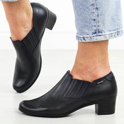 Granatowe półbuty damskie Suzana.pl casual ze skóry bez zapięcia  - zdjęcie produktu