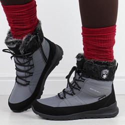 Śniegowce damskie American Club na płaskiej podeszwie czarne casual sznurowane  - zdjęcie produktu