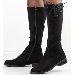 Kozaki damskie Daszyński z zamkiem zamszowe zimowe  - zdjęcie produktu