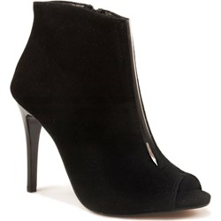 J.Wolski botki czarne bez wzorów na obcasie eleganckie  - zdjęcie produktu