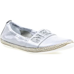 Espadryle damskie Lemar srebrne skórzane płaskie bez zapięcia bez wzorów letnie  - zdjęcie produktu