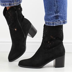 Daszyński botki zamszowe na obcasie  - zdjęcie produktu