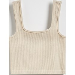 Bluzka damska Reserved z okrągłym dekoltem beżowa casual  - zdjęcie produktu