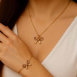 Komplet biżuterii brązowy Otien ze złota  - zdjęcie produktu