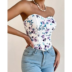 Bluzka damska Intimica w kwiaty z okrągłym dekoltem z krótkim rękawem  - zdjęcie produktu