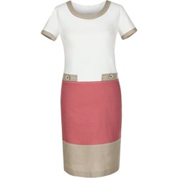 Sukienka Fokus wielokolorowa z krótkim rękawem z okrągłym dekoltem  - zdjęcie produktu