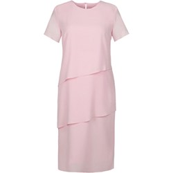 Sukienka Fokus dla puszystych z krótkimi rękawami z okrągłym dekoltem midi  - zdjęcie produktu