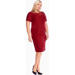 Fokus sukienka midi czerwona z krótkim rękawem ołówkowa  - zdjęcie produktu