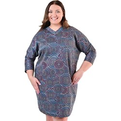 Sukienka Fokus wielokolorowa z dekoltem w serek z długimi rękawami mini dla puszystych  - zdjęcie produktu