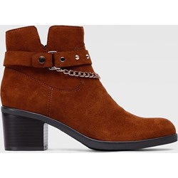 Botki Jenny Fairy eleganckie brązowe na obcasie  - zdjęcie produktu