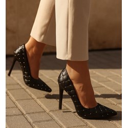Czółenka eleganckie na wysokim obcasie czarne na szpilce  - zdjęcie produktu