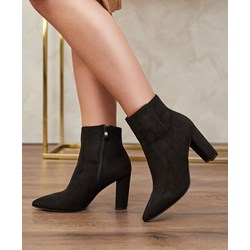 Botki Royalfashion.pl czarne na obcasie z zamkiem eleganckie  - zdjęcie produktu