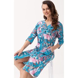 Luna szlafrok damski niebieski z dzianiny  - zdjęcie produktu