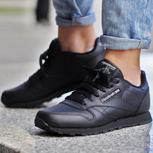 reebok cl leather black