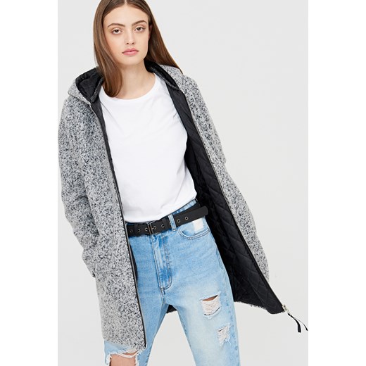 Cropp Płaszcz z tkaniny boucle Szary bezowy Cropp Płaszcz z tkaniny boucle Szary bezowy