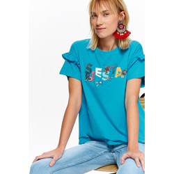 Bluzka damska Top Secret niebieska z okrągłym dekoltem  - zdjęcie produktu