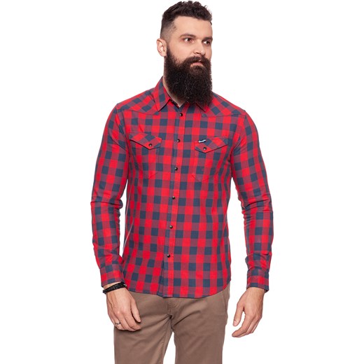 Koszula męska Wrangler w kratkę z długim rękawem casual w Domodi Wąs Company, Koszula flanelowa męska, rozmiar M Wąs
