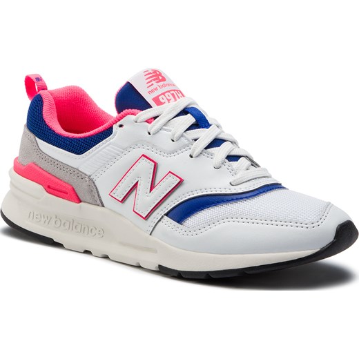 Buty sportowe damskie New Balance bez wzorów ze skóry ekologicznej wiazane na koturnie Buty sportowe damskie New Balance bez wzorów ze skóry ekologicznej wiazane na koturnie