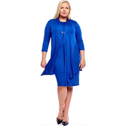 Sukienka Fokus niebieska dla puszystych z długimi rękawami  - zdjęcie produktu