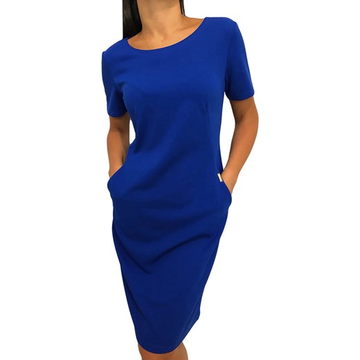 Kobaltowa Sukienka z Kieszeniami 2743-53-L 