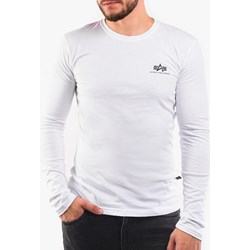Alpha Industries t-shirt męski biały jesienny z długim rękawem bez wzorów  - zdjęcie produktu