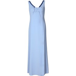 Sukienka Fokus na ramiączkach niebieska z dekoltem w serek  - zdjęcie produktu