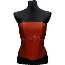 Bluzka damska Fokus czerwona z gorsetowym dekoltem  - zdjęcie produktu