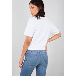 Biała bluzka damska Alpha Industries z okrągłym dekoltem bez wzorów z krótkim rękawem casual  - zdjęcie produktu