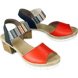 Sandały damskie Rieker z gumy na obcasie bez zapięcia casual w geometryczne wzory  - zdjęcie produktu