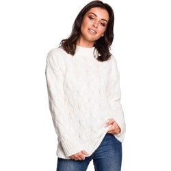 Sweter damski biały Be Knit z okrągłym dekoltem  - zdjęcie produktu