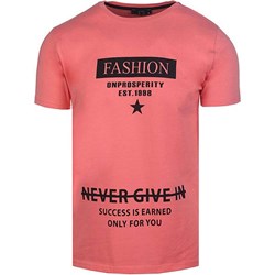 Różowy t-shirt męski Neidio bawełniany  - zdjęcie produktu