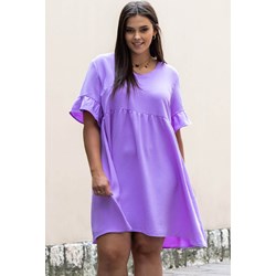 Sukienka bez wzorów z krótkimi rękawami mini  - zdjęcie produktu