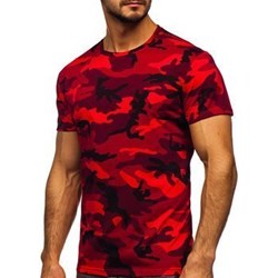 T-shirt męski Denley czerwony z krótkim rękawem  - zdjęcie produktu