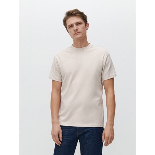 Reserved - Gładki T-shirt z bawełny organicznej - Beżowy Reserved XL Reserved
