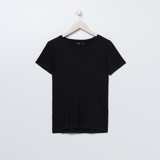 Sinsay - Prążkowana koszulka z wiskozy - Czarny Sinsay XL Sinsay promocyjna cena