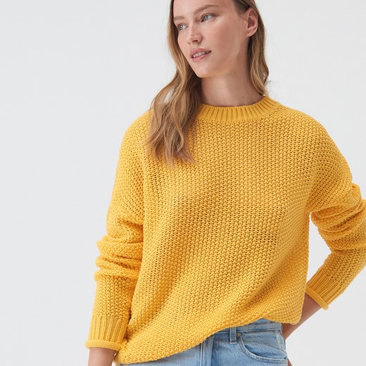Sinsay - Gładki sweter basic - Żółty Sinsay XS Sinsay