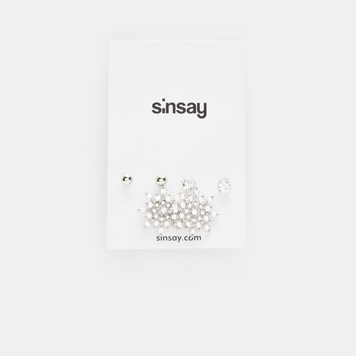 Sinsay - 3 pack kolczyków - Srebrny Sinsay Jeden rozmiar Sinsay