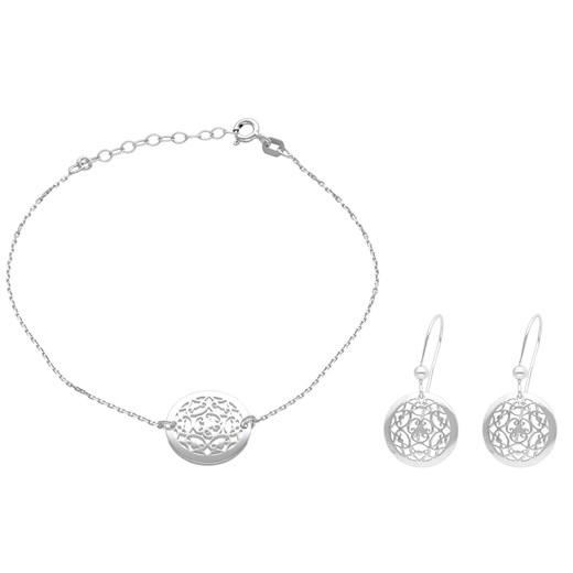 srebrny komplet biżuterii - bransoletka i kolczyki Irbis.style Uniwersalny irbis.style