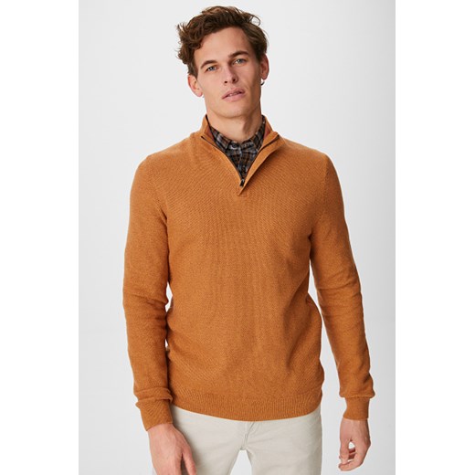 C&A Sweter z koszulą-Regular Fit-przypinany kołnierzyk, Pomarańczowy, Rozmiar: S S C&A