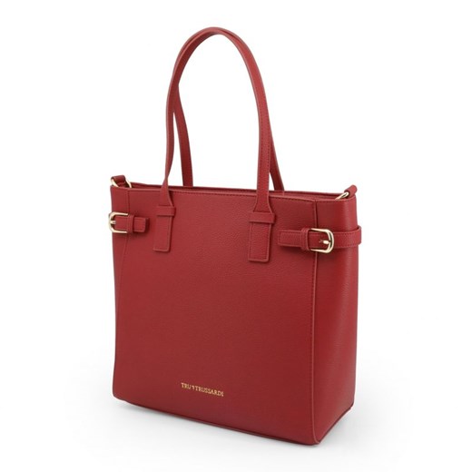 Trussardi shopper bag czerwona elegancka 