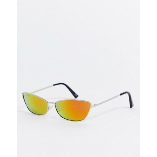 ASOS DESIGN – Modne okulary przeciwsłoneczne ze szkłami z efektem lustrzanym i metalowymi oprawkami w kolorze srebrnym No Size Asos Poland