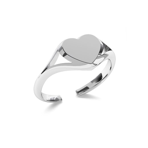 Srebrny pierścionek serce, dowolna litera 925 : Kolor pokrycia srebra - Pokrycie Jasnym Rodem Giorre GIORRE