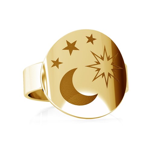 Srebrny pierścionek księżyc 925 : Kolor pokrycia srebra - Pokrycie Żółtym 18K Złotem, ROZMIAR PIERŚCIONKA - 15 | UK:P | EU:16,23 | Φ17,90 MM Giorre GIORRE