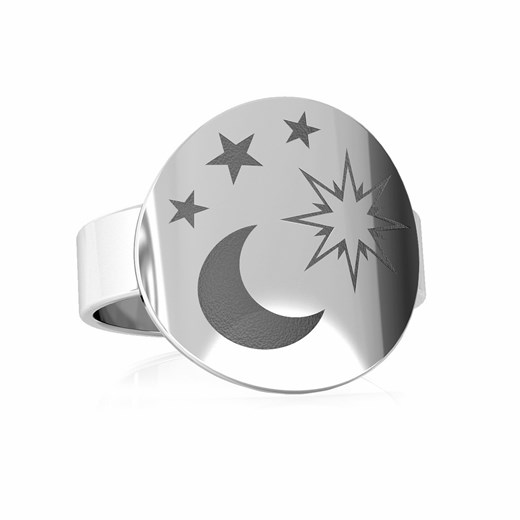 Srebrny pierścionek księżyc 925 : Kolor pokrycia srebra - Pokrycie Jasnym Rodem, ROZMIAR PIERŚCIONKA - 13 |UK:N | EU:13,72 | Φ17,10 MM Giorre GIORRE